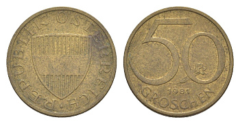 Австрия 50 грошей 1981 KM 2885 алюминиевая бронза 4124-268
