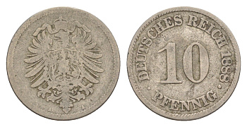 Германия 10 пфеннигов 1888 A KM 4, J. 4 медно-никель 4640-222