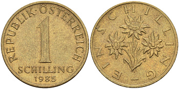 Австрия 1 шиллинг 1985 KM 2886 алюминиевая бронза 4592-1024