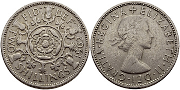 Великобритания 2 шиллинга (флорин) 1962 Елизавета II (1952-2022) KM 906, Spink 4146 медно-никель 83-1727