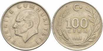 ТУРЦИЯ 100 ЛИР 1986 KM 967 медь никель цинк 4403-131