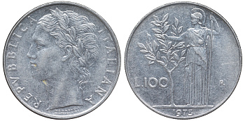Италия 100 лир 1973 R KM 96.1 нержавеющая сталь 4144-112