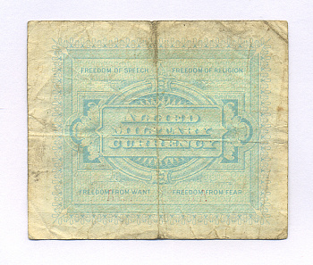 Италия 1 лира 1943 военный выпуск Pick М10а бумага 6300-15-1-1