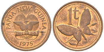 Папуа-Новая Гвинея 1 тойя 1975 KM 1 бронза UNC 4611-562