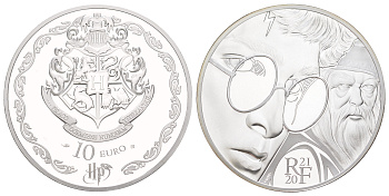Франция 10 евро 2021 Гарри Поттер - Гарри Потер и Альбус Дамблдор, в оригинальной упаковке, с сертификатом, тираж 5.000 экземпляров KM 2963 серебро PROOF 8-2-01-45