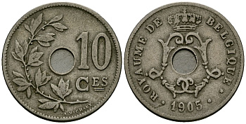 Бельгия 10 сантимов 1905 Belgique KM 52 медно-никель 4172-824