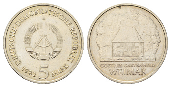 ГДР 5 марок 1982 A, Веймар, садовый домик Гете KM 85 медь цинк никель 4680-713