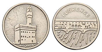 Италия, Флоренция муниципальный жетон Палаццо Веккьо, диаметр 25,5 мм, вес 5,2. гр никель 4670-735