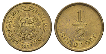 Перу 1/2 соль 1975 KM 265 латунь UNC 66-146