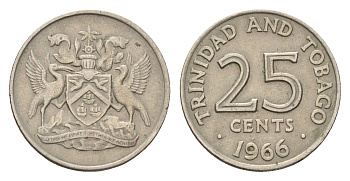 Тринидад и Тобаго 25 центов 1966 KM 4 медно-никель 4679-638