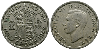 Великобритания 1/2 кроны 1947 Георг VI (1936-1952) KM 866, Spink 4101 медно-никель 4607-741