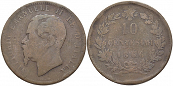 ИТАЛИЯ 10 ЧЕНТЕЗИМО 1866 ВИКТОР ЭММАНУИЛ II (1861-1878) KM 11.2 бронза 114-633