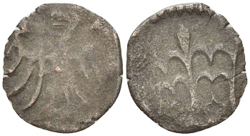 Польша 1 денарий 1393-1407 Владислав II (1138-1146), третья группа, без нижнего обреза короны, вес 0,3 гр. серебро 1517-434