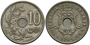 Бельгия 10 сантимов 1904 Belgie KM 53 медно-никель 4172-733