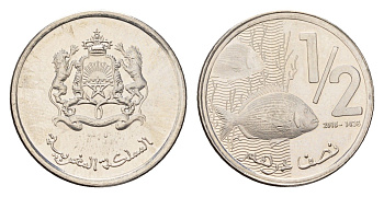 Марокко 1/2 дирхама 2016 Y 138 сталь плакированная никелем UNC 4594-318