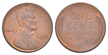 США 1 цент 1957 Авраам Линкольн  KM 132 бронза 4625-538