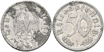 Германия 50 рейхспфеннигов 1935 F KM 87, J. 368 алюминий 92-322