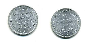 ГЕРМАНИЯ 200 МАРОК 1923 A KM 35, J. 304 алюминий 179-832