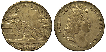 Франция жетон ND Людовик XIV, здания короля латунь 413-3145