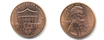 США 1 ЦЕНТ 2010 D ЛИНКОЛЬН, ЩИТ KM 469 цинк плакированный медью 86-355