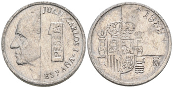 Испания 1 песета 1989 Хуан Карлос I KM 832 алюминий 4567-731