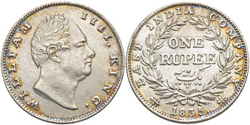 БРИТАНСКАЯ ИНДИЯ 1 РУПИЯ 1835 ВОСТОЧНО-ИНДИЙСКАЯ КОМПАНИЯ, ВИЛЬЯМ IV KM 450.1 серебро 4044-642