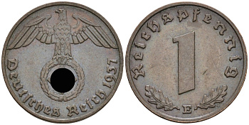 Германия 1 рейхспфенниг 1937 E KM 89, J 361 бронза 4136-1222