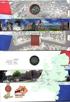 НИДЕРЛАНДЫ ЖЕТОН В БУКЛЕТЕ ND СЕРИЯ ГОЛЛАНДСКИЕ ГОРОДА, ПРОВИНЦИЯ ДРИНТЕ, 600 ЛЕТ ГОРОДУ КОЕВОРДЕНУ UNC 06-081-47