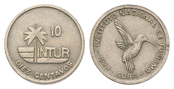 Куба 10 сентаво 1989 год-тип KM 415.2 медно-никель 4664-729