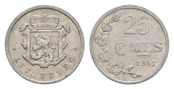 Люксембург 25 сантимов 1957 Шарлотта (1918-1964) KM 45a алюминий 4643-516