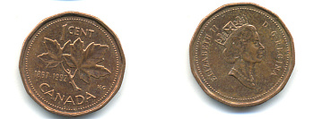 КАНАДА 1 ЦЕНТ 1992 КЛЕНОВЫЙ ЛИСТ KM 181 бронза 177-1432