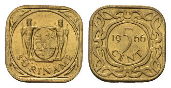 Суринам 5 центов 1966 KM 12.1 никель-латунь UNC 3458-1222