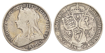 Великобритания 2 шиллинга (флорин) 1896 Виктория (1837-1901) KM 781, Spink 3939 серебро 441-1043