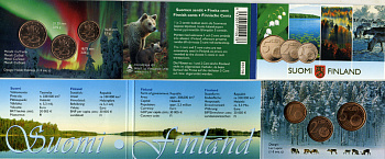 Финляндия набор из 3 монет 2007 1,2,5 евроцентов, в оригинальном буклете UNC  2-5-2-39