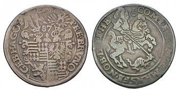 Мансфельд 1 талер 1587 Петер Эрнст I, Бруно II Dav. 9508 серебро 00-804-22