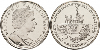 Остров Мэн 1 крона 2009 20 лет падению Берлинской стены KM 1373 медно-никель UNC M26-10