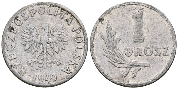Польша 1 грош 1949 Y 39 алюминий 4174-246