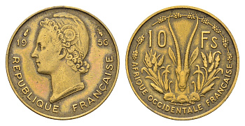 Французская Западная Африка 10 франков 1956 KM 6 медь алюминий 4671-134