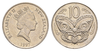 Новая Зеландия 10 центов 1997 KM 61 медно-никель 4182-236