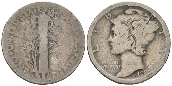 США 10 центов (дайм) 1920 KM 140 серебро 3334-1015