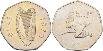 Ирландия 50 пенсов 1979 вальдшнеп KM 24 медно-никель UNC 4583-522