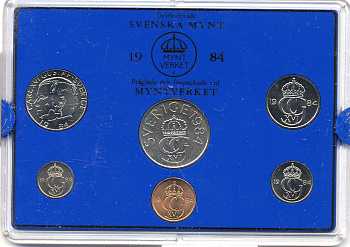 Швеция набор монетного двора из 6 монет 1984 в пластике, Карл XVI Густав (1973- ) KM MS31 UNC 5-4-2-41