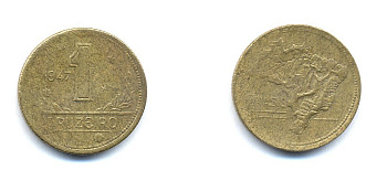 Бразилия 1 крузейро 1947 KM 558 алюминевая бронза 76-815