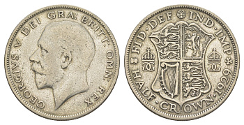 Великобритания 1/2 кроны 1929 Георг V (1910-1936) KM 835, Spink 4037 серебро 4379-122