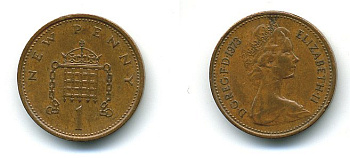 Великобритания 1 пенни 1973 Елизавета II (1952-2022) КМ 915, Spink B1 бронза 58-1241