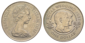 Бермудские острова (Бермуды) 1 доллар 1981 Свадьба Принца Чарльза и Леди Дианы KM 28 медно-никель BU 4537-835
