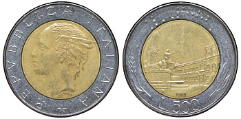 Италия 500 лир 1983 KM 111 биметалл 4142-1222