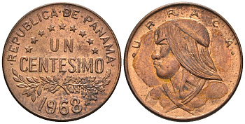 Панама 1 сентесимо 1968  KM 22 бронза  aUNC  4609-847