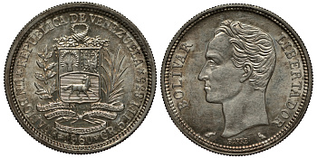 Венесуэла 1 боливар 1960 а, Симон Боливар KM 37а серебро 98-151