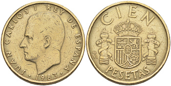 Испания 100 песет 1983 Хуан Карлос I (1975-2014) KM 826 алюминиевая бронза 106-333